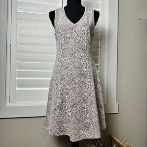LOFT Light Pink & Black Floral V-Neck A-Line Dress, Size 4